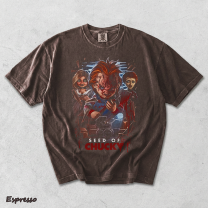 Chucky Tiffany Glen Creepy Doll Family Vintage Horror Halloween Fan Tee - Espresso mockup