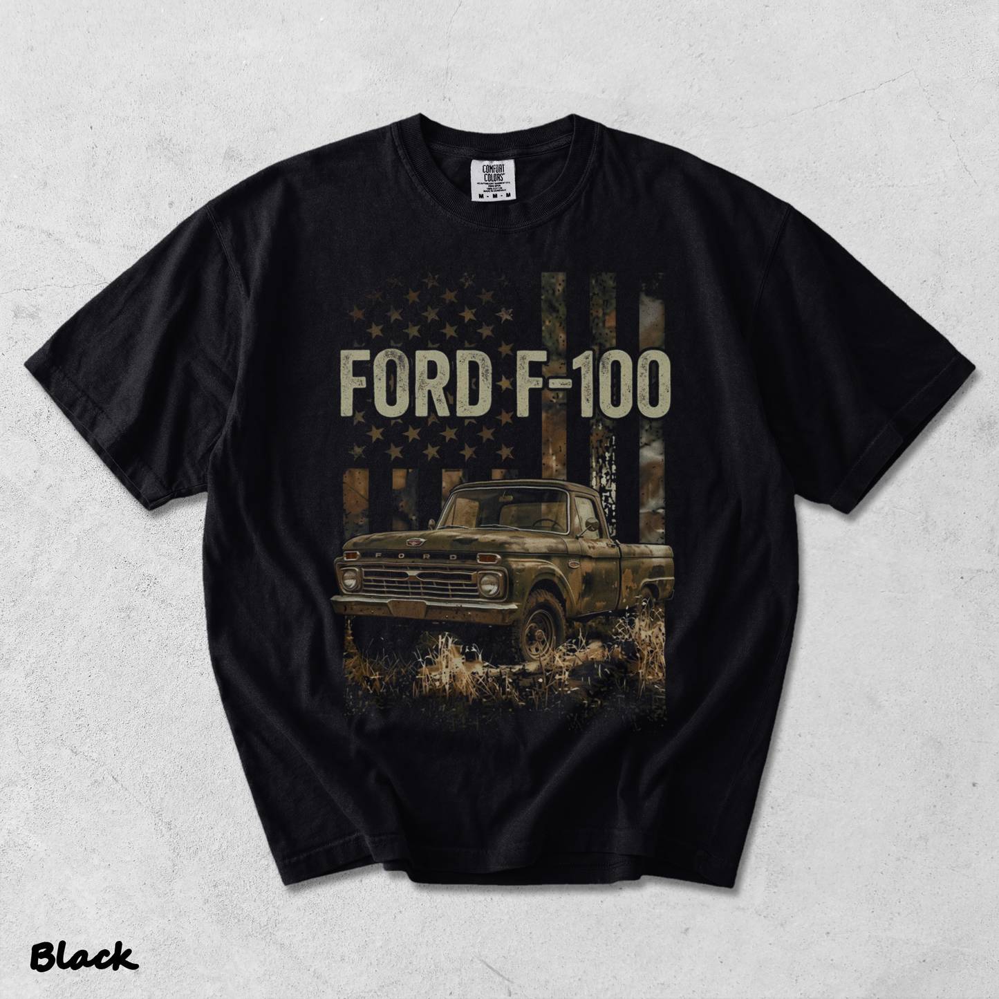 Classic Ford F-100 American Legend T-shirt - Black mockup
