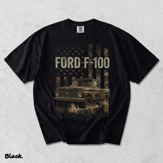 Classic Ford F-100 American Legend T-shirt - Black mockup