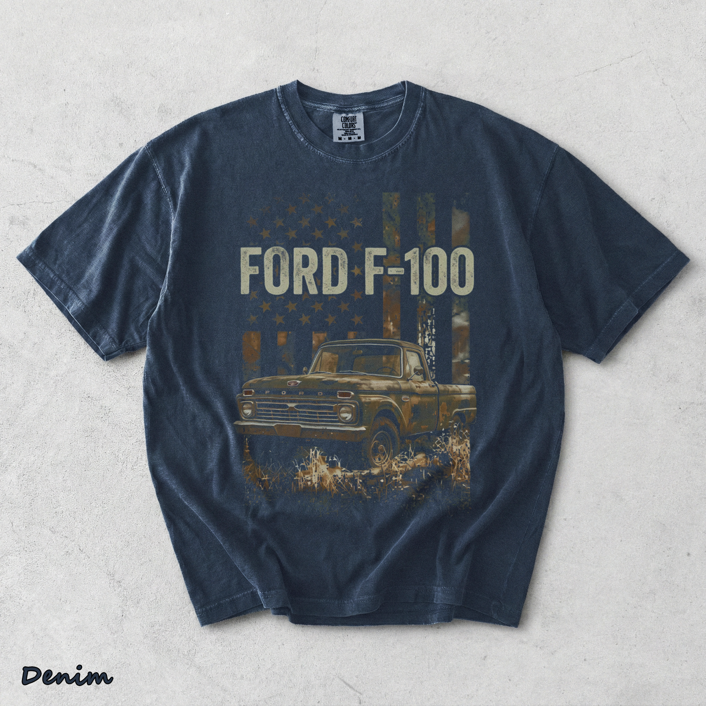 Classic Ford F-100 American Legend T-shirt - Denim mockup