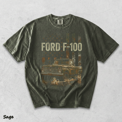 Classic Ford F-100 American Legend T-shirt - Sage mockup