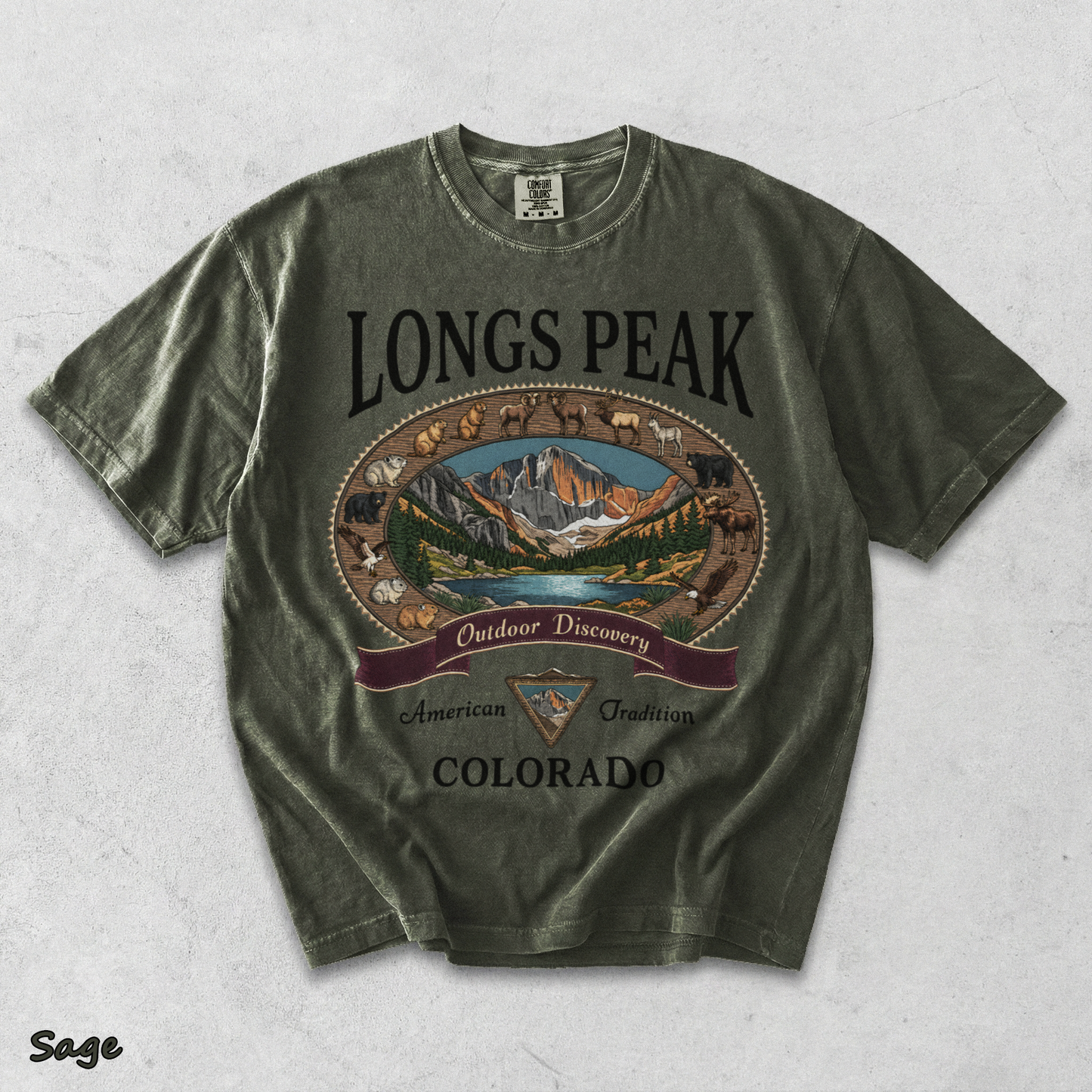 Comfort Colors Longs Peak Colorado - Sage mockup