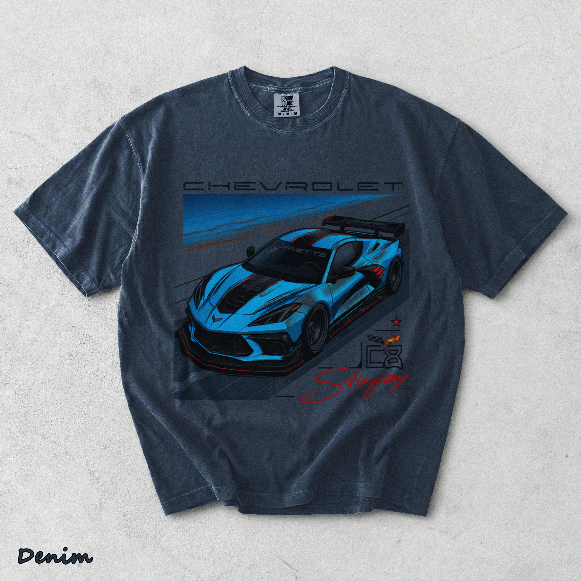 Corvette C8 Stingray Back - Denim mockup