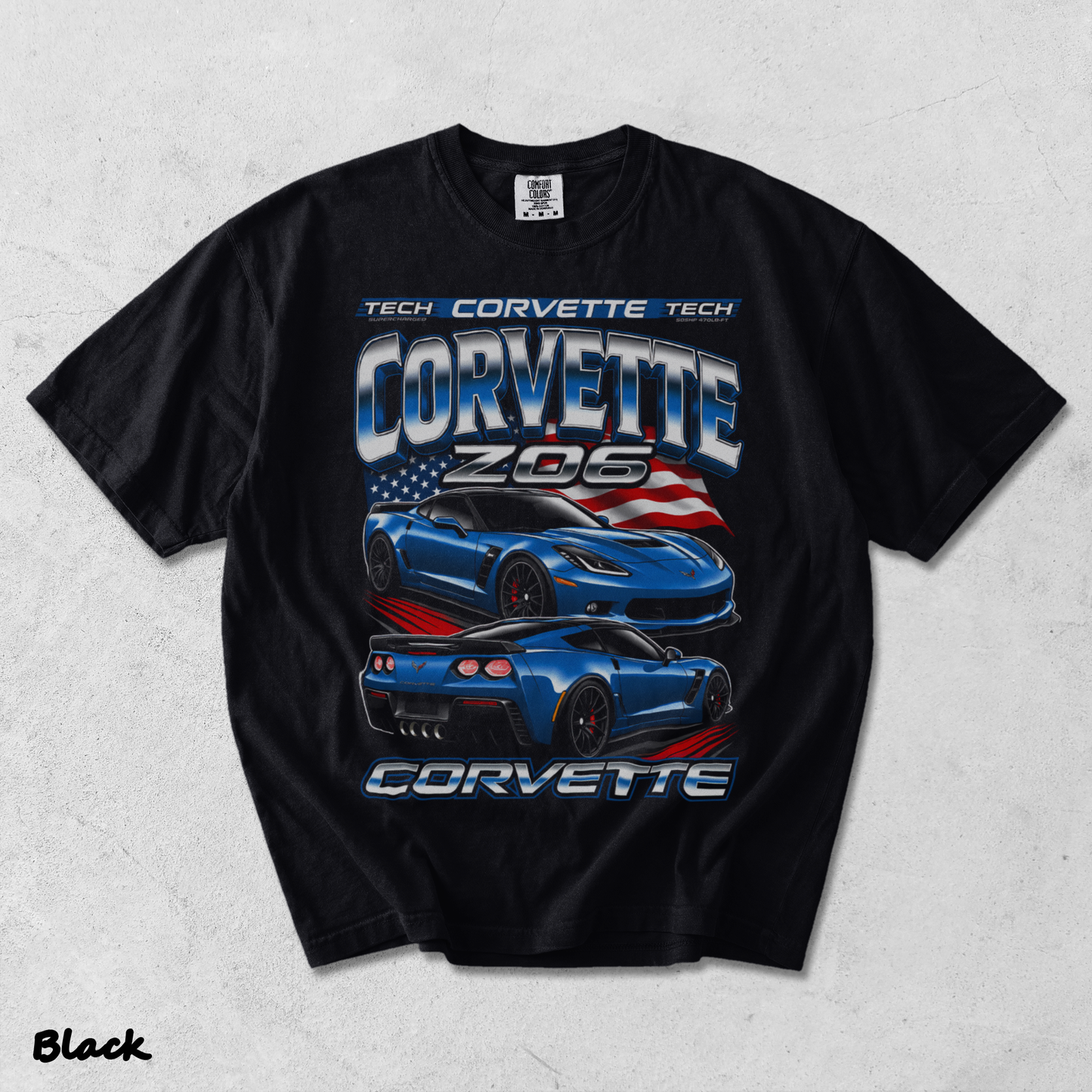 Corvette Z06 C7 Blue American Flag Racing - Black mockup