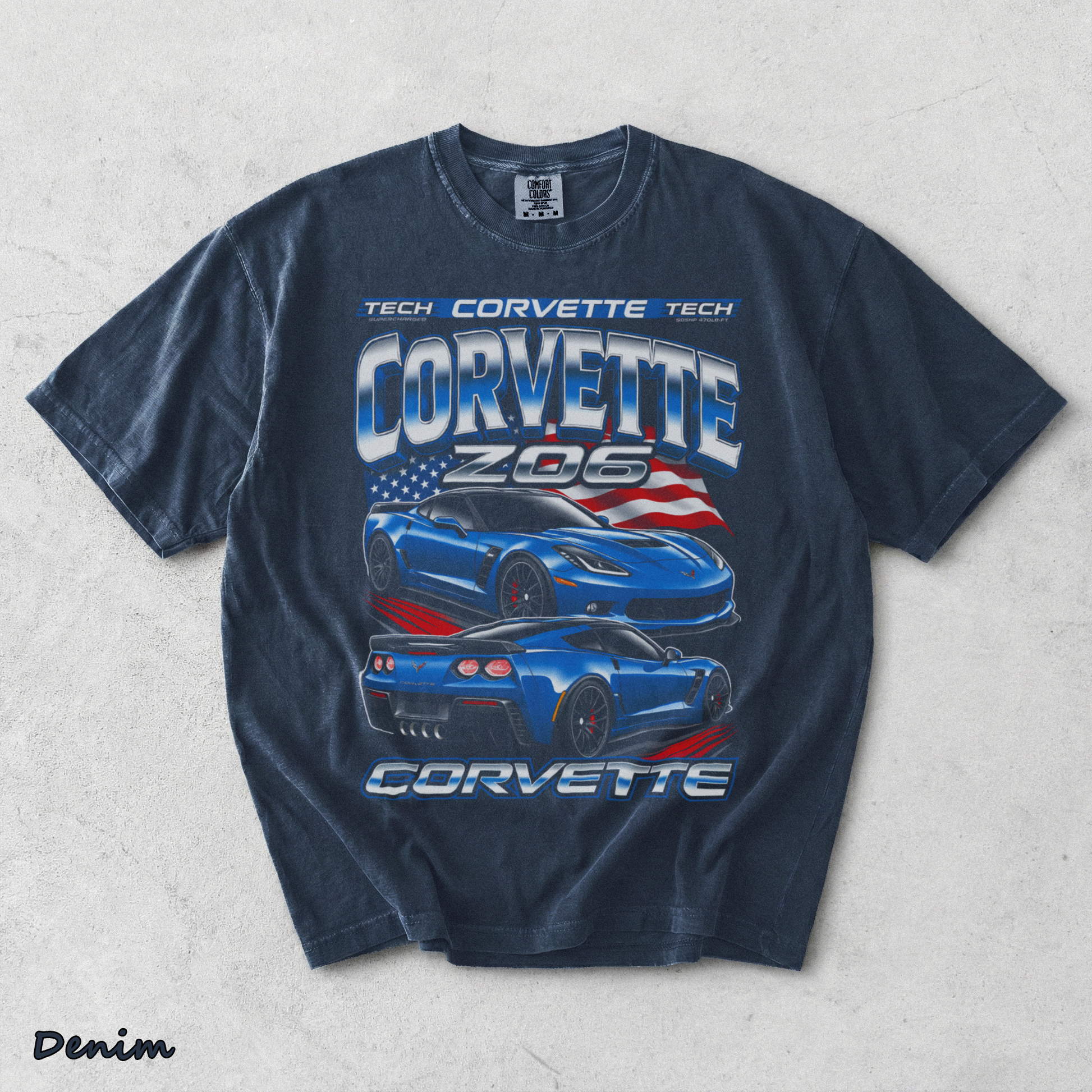 Corvette Z06 C7 Blue American Flag Racing - Denim mockup