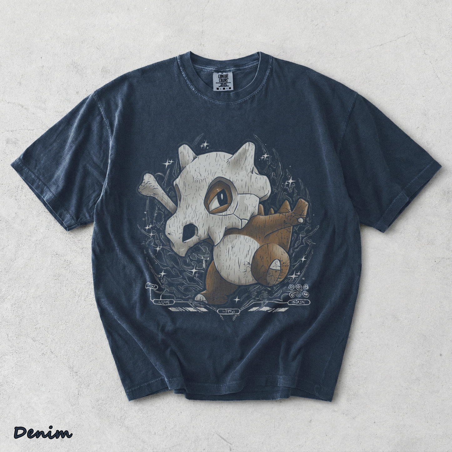 Cubone Skull Bone Double Back - Denim mockup