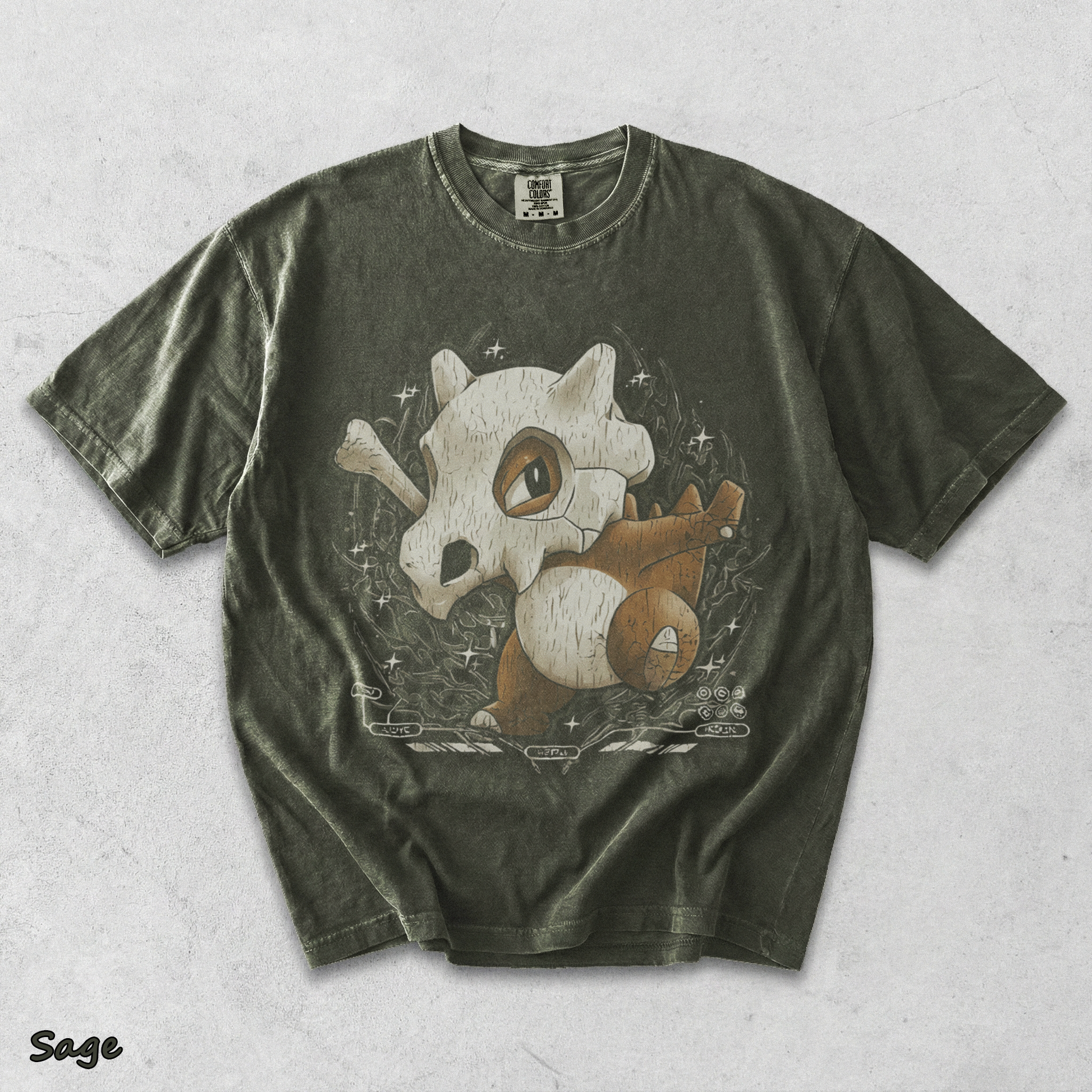 Cubone Skull Bone Double Back - Sage mockup