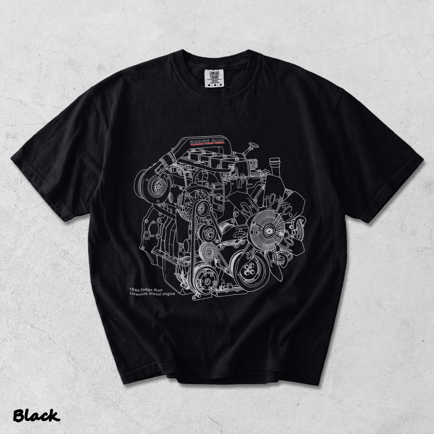 Cummins 5.9L 12V Engine Hoodie_1 - Black mockup