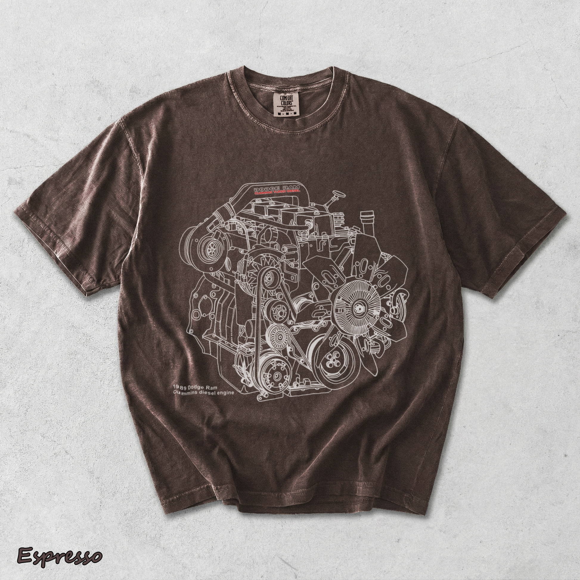 Cummins 5.9L 12V Engine Hoodie_1 - Espresso mockup