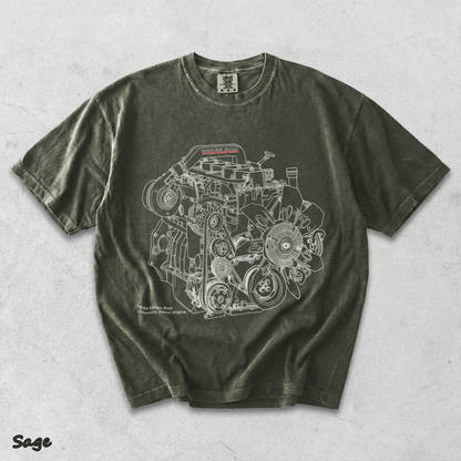 Cummins 5.9L 12V Engine Hoodie_1 - Sage mockup