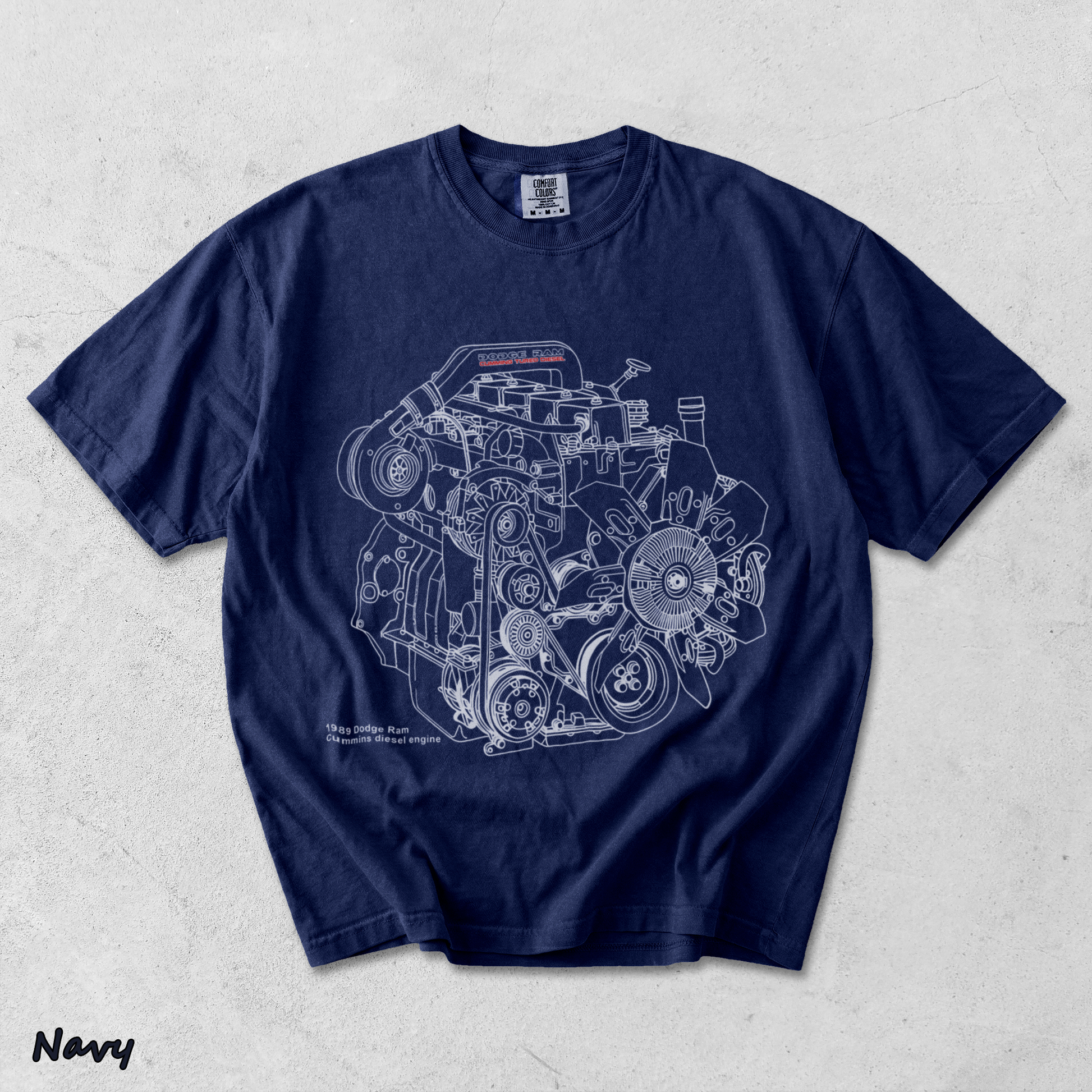 Cummins 5.9L 12V Engine Hoodie_1 - True Navy mockup