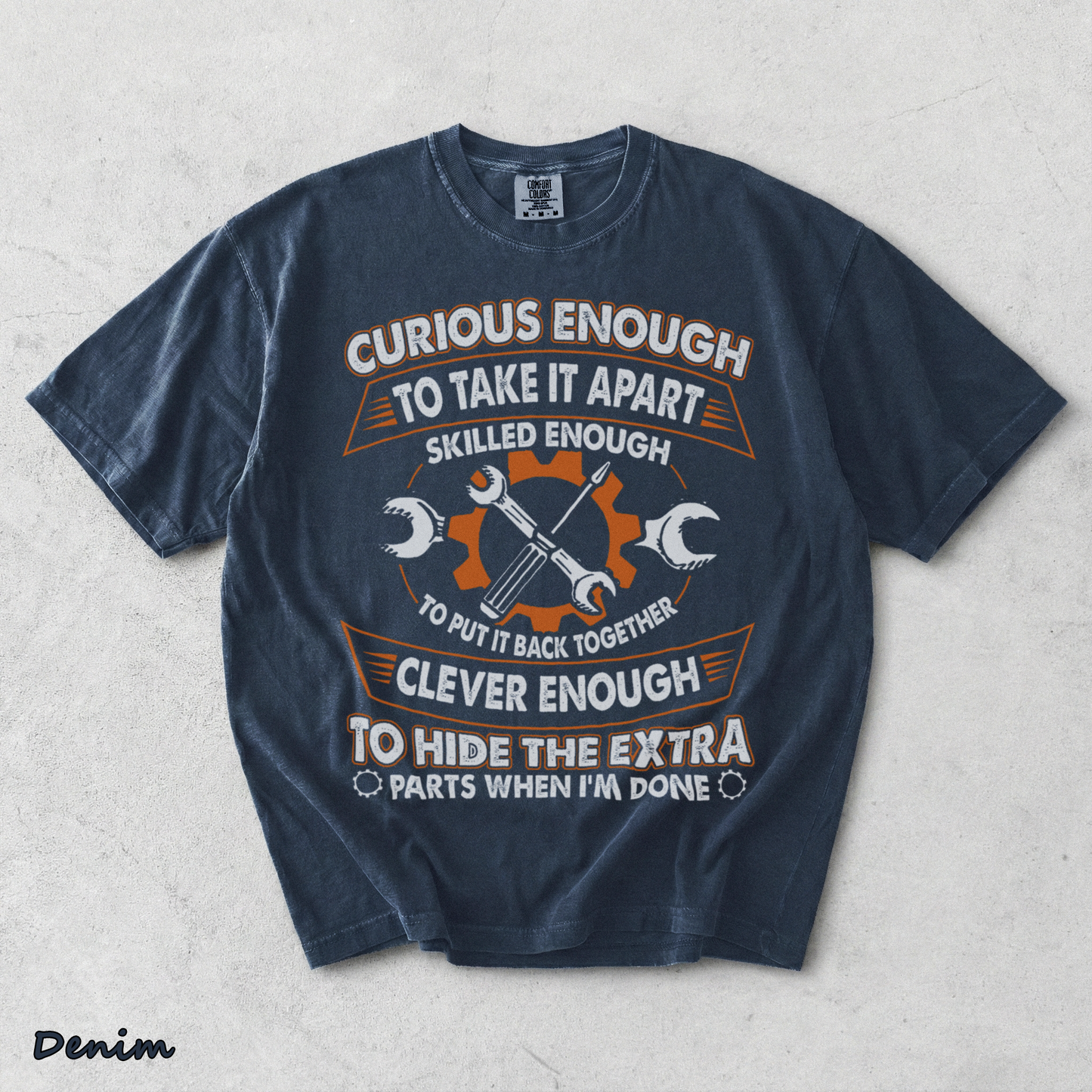 Curious enough to take it apart skilled enough - Denim mockup