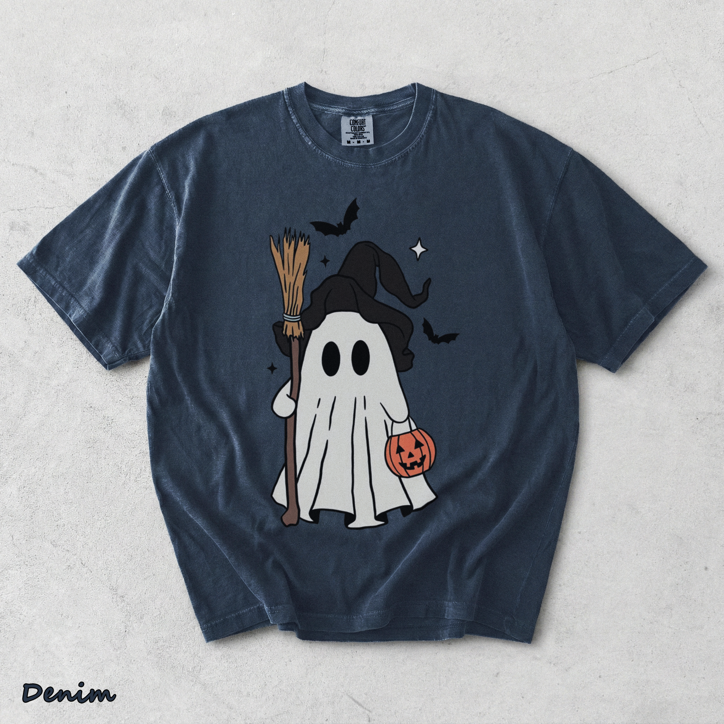 Cute Ghost Pumpkin 2 - Denim mockup