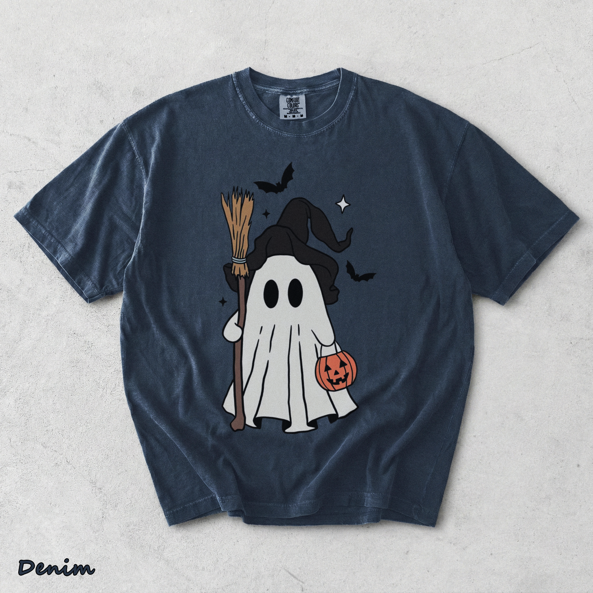 Cute Ghost Pumpkin 2 - Denim mockup