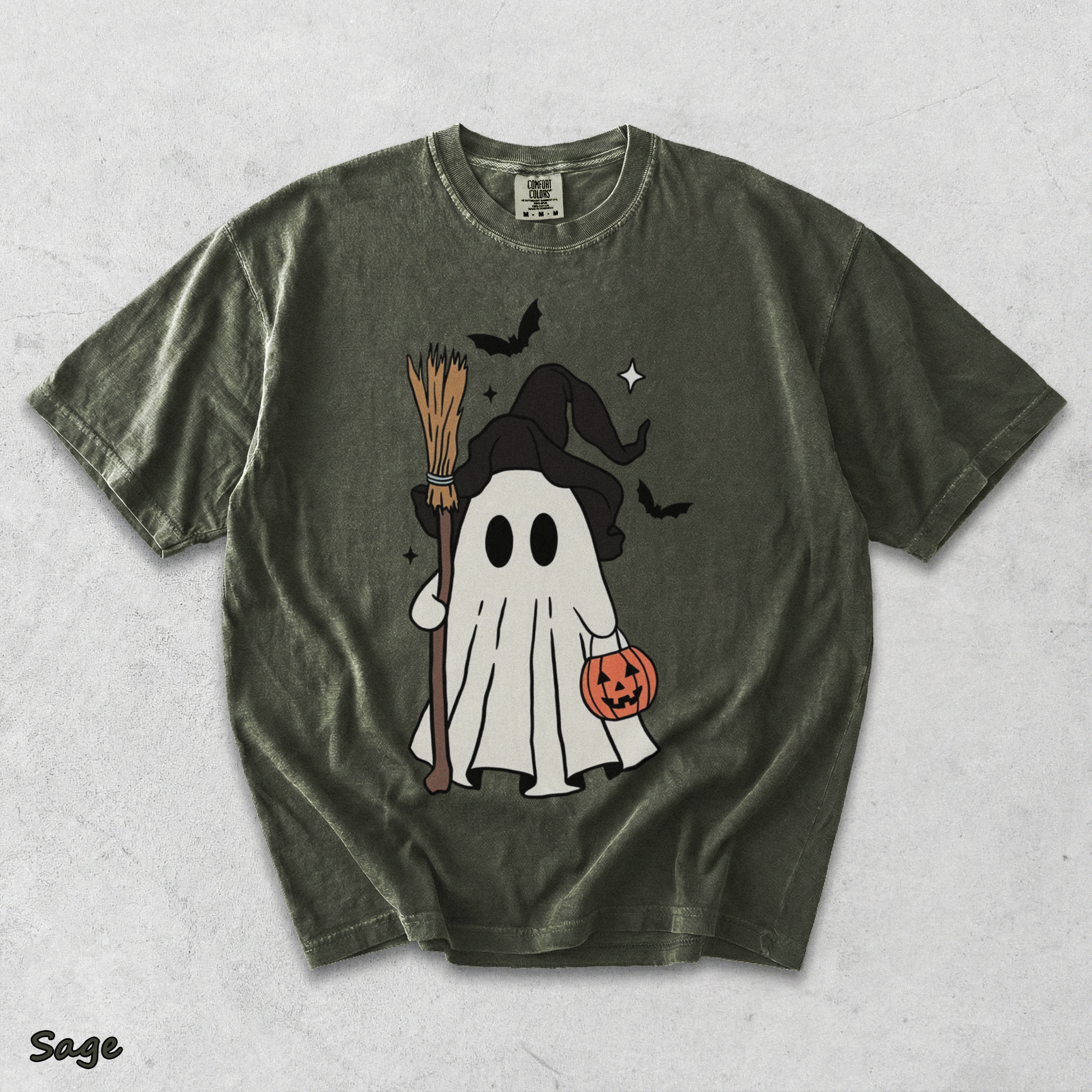 Cute Ghost Pumpkin 2 - Sage mockup