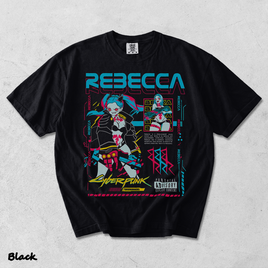 Cyberpunk Edgerunners 2077 Shirt Anime Lucy Rebecca David Cosplay Gamer Gift 425 - Black mockup