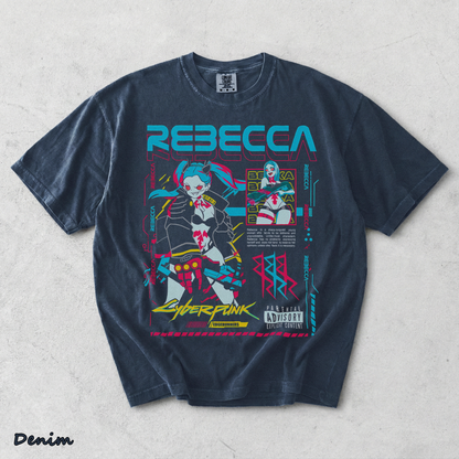 Cyberpunk Edgerunners 2077 Shirt Anime Lucy Rebecca David Cosplay Gamer Gift 425 - Denim mockup