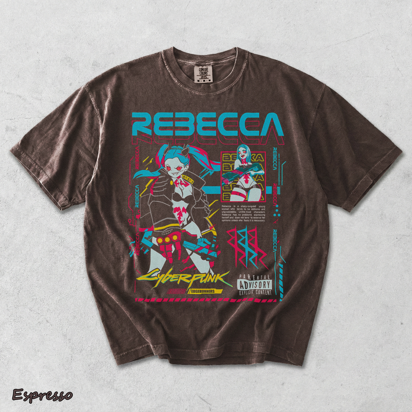 Cyberpunk Edgerunners 2077 Shirt Anime Lucy Rebecca David Cosplay Gamer Gift 425 - Espresso mockup