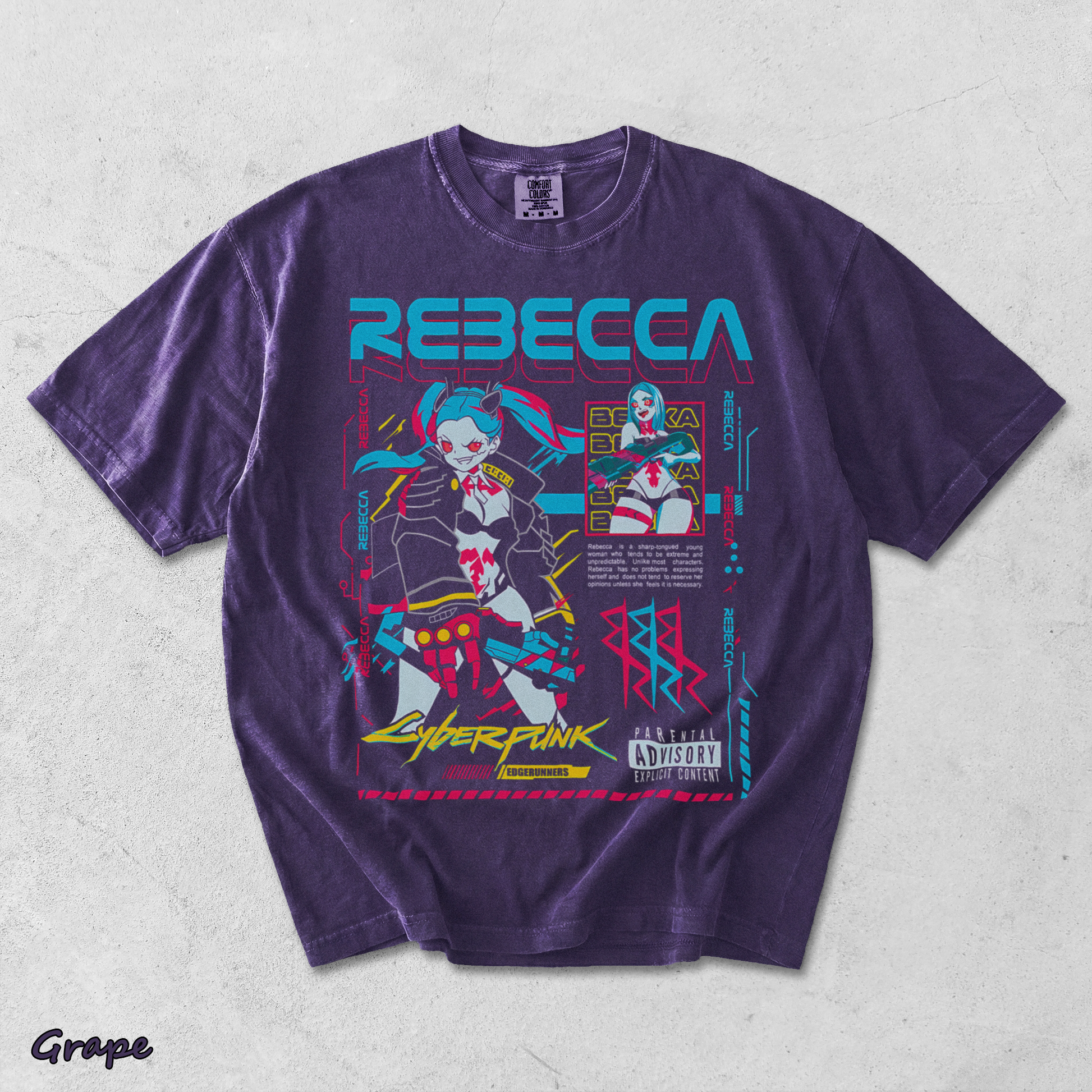 Cyberpunk Edgerunners 2077 Shirt Anime Lucy Rebecca David Cosplay Gamer Gift 425 - Grape mockup