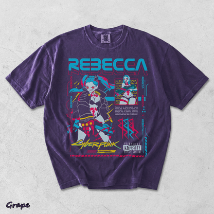 Cyberpunk Edgerunners 2077 Shirt Anime Lucy Rebecca David Cosplay Gamer Gift 425 - Grape mockup