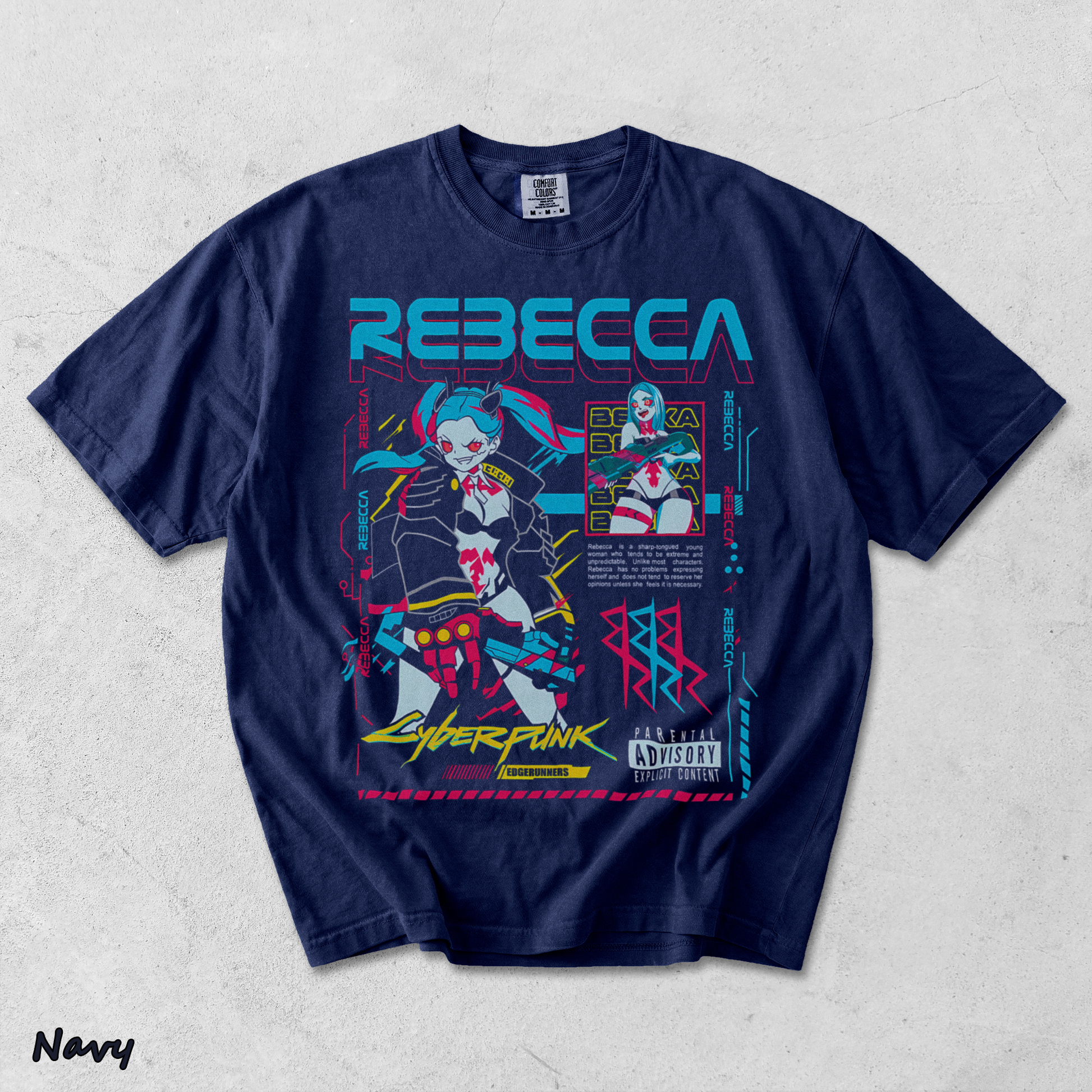 Cyberpunk Edgerunners 2077 Shirt Anime Lucy Rebecca David Cosplay Gamer Gift 425 - True Navy mockup