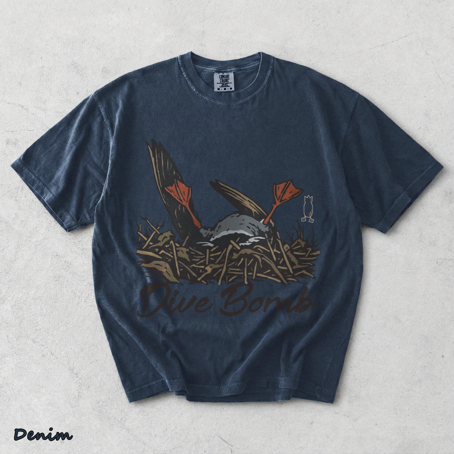 Dive Bomb Duck Upside Down - Denim mockup