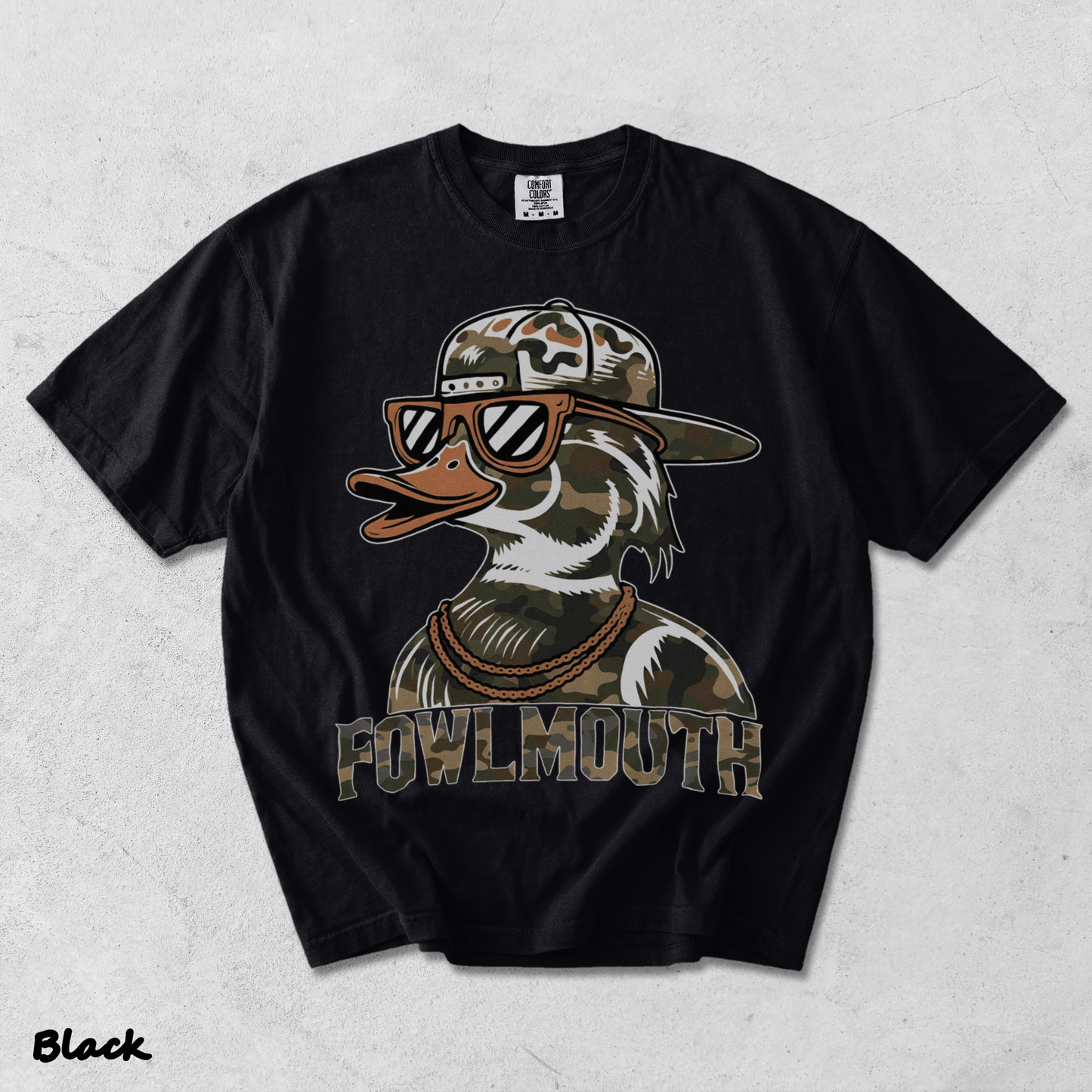 Dive Bomb Fowlmouth Duck Hunting Hoodie S - Black mockup