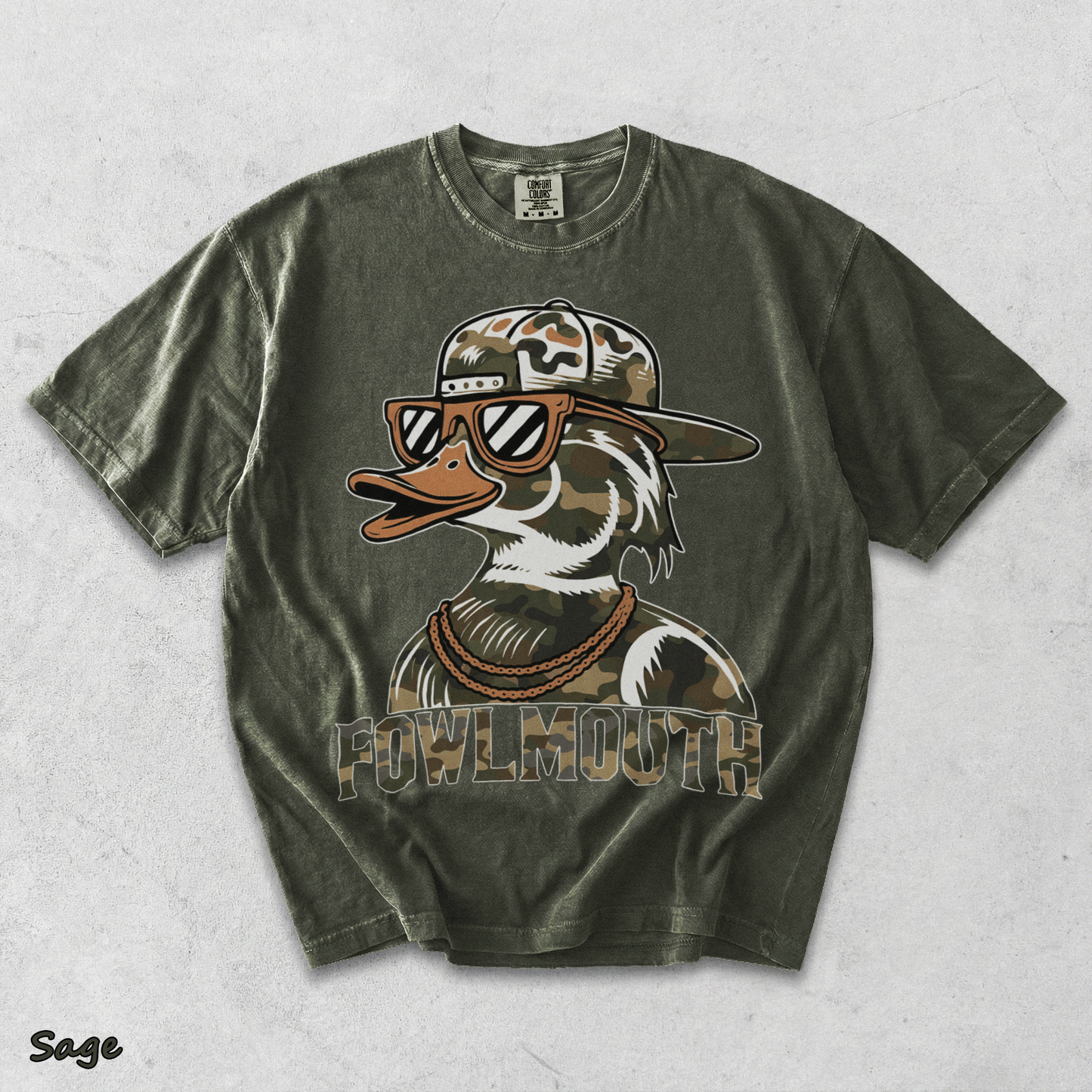 Dive Bomb Fowlmouth Duck Hunting Hoodie S - Sage mockup