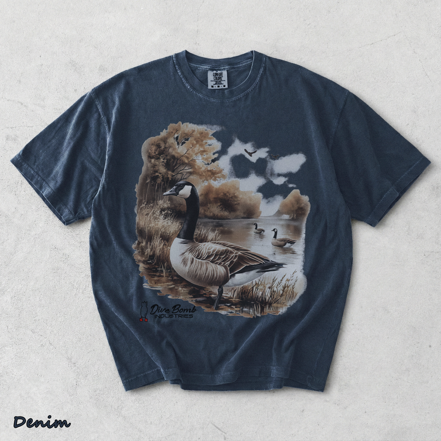 Dive Bomb Industries back - Denim mockup