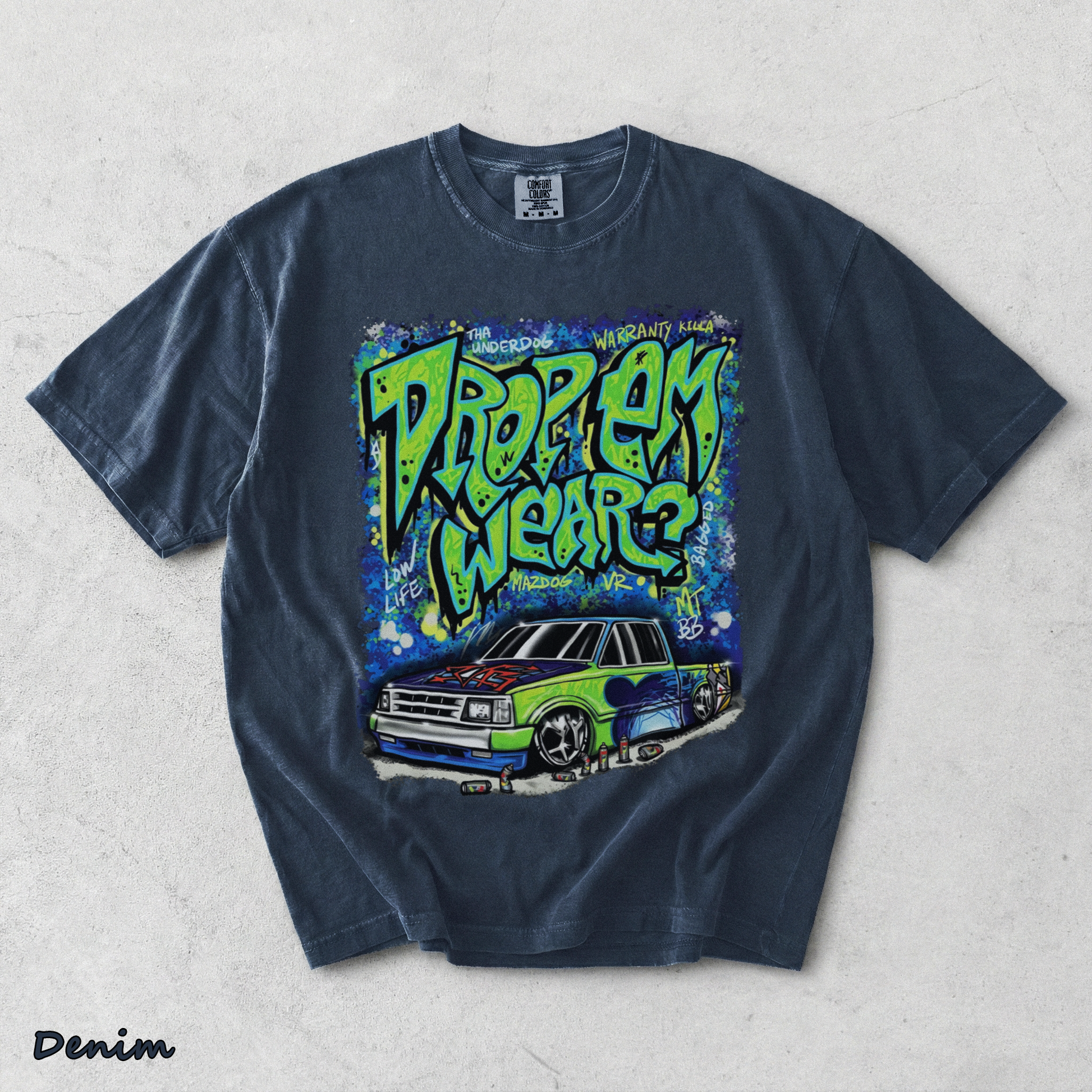 Drop Em Wearz Graffiti Truck - Denim mockup