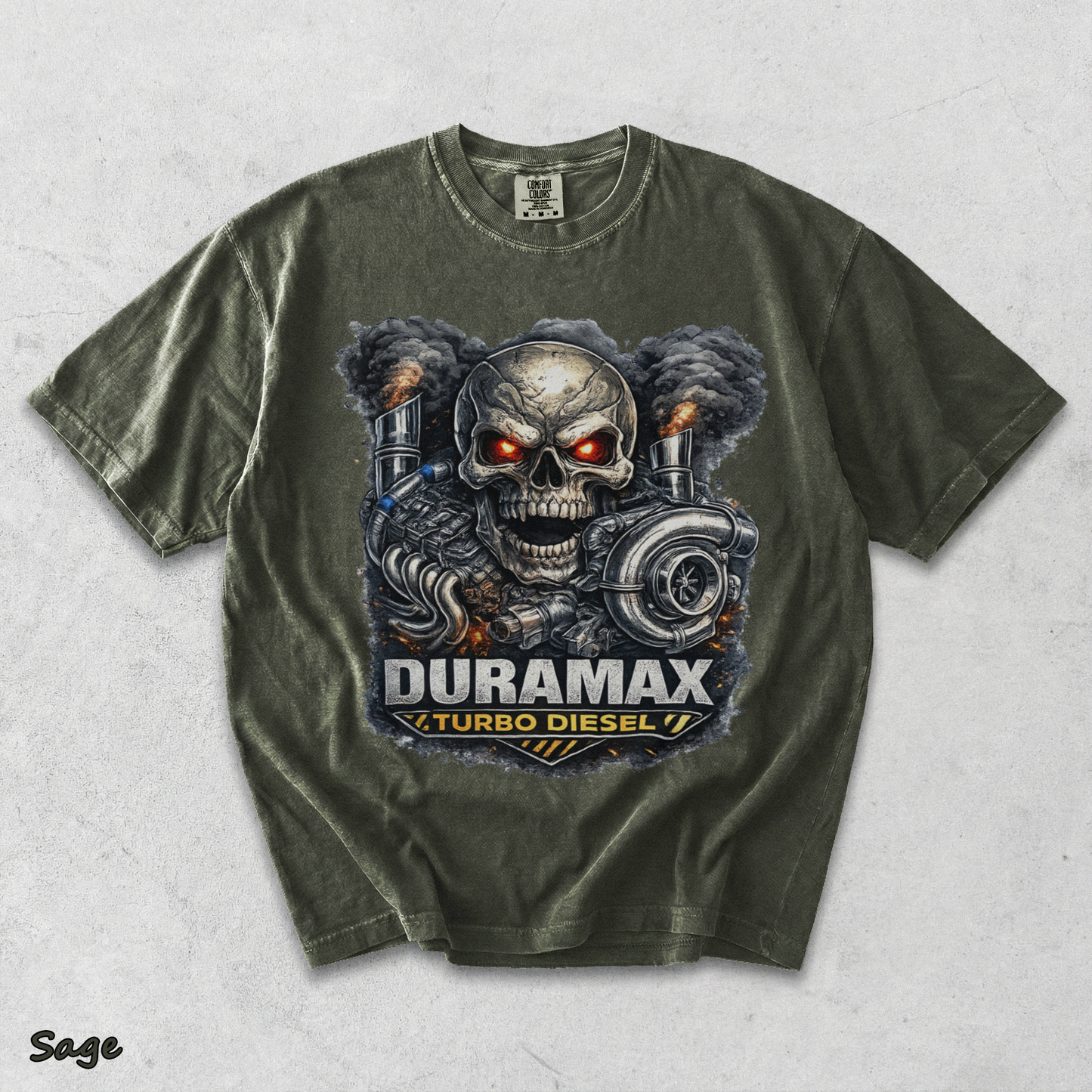 Duramax Turbo Diesel Skull - Sage mockup