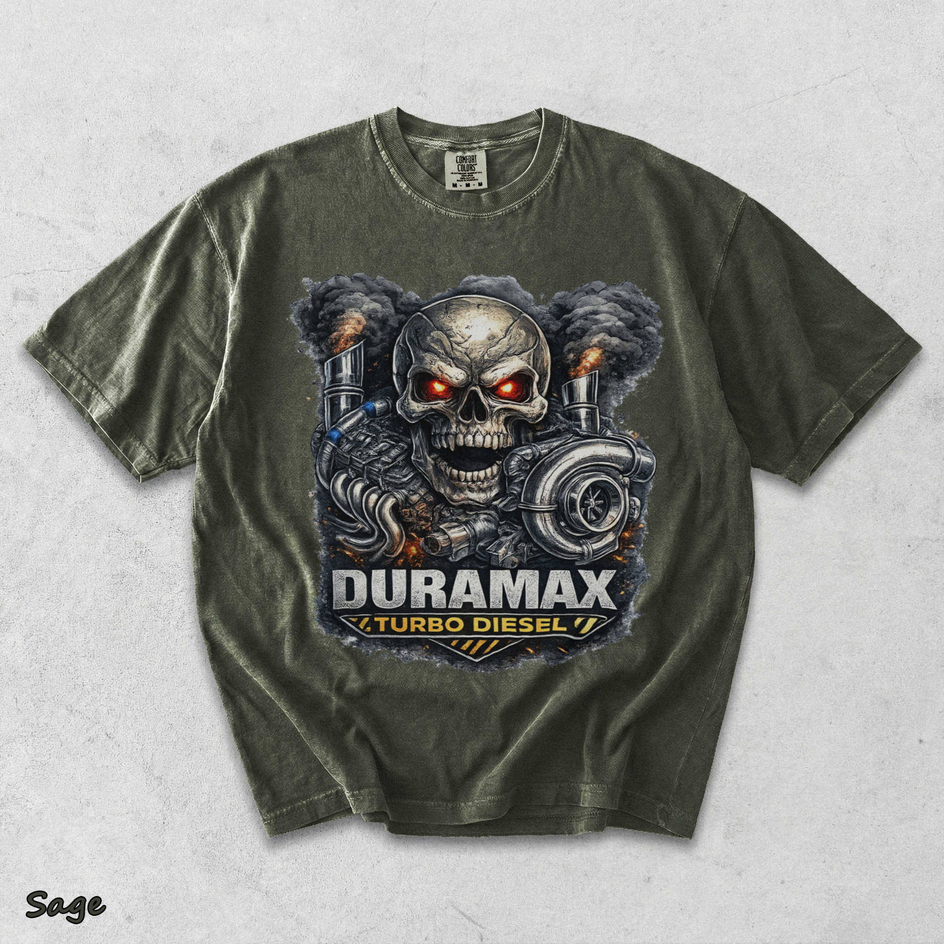 Duramax Turbo Diesel Skull - Sage mockup
