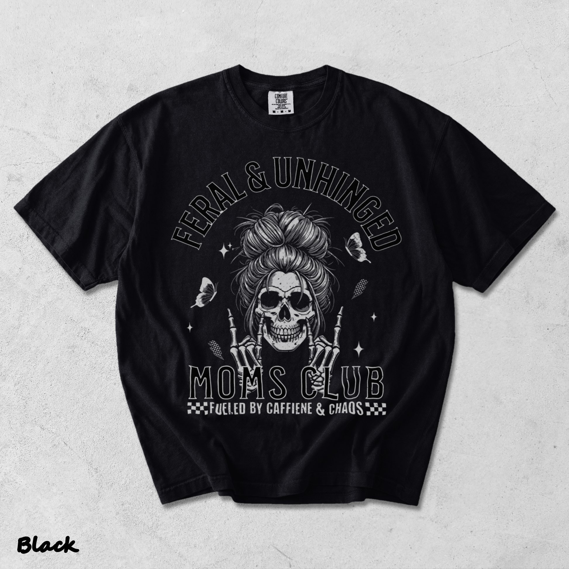 eral and Unhinged Moms Club - Black mockup