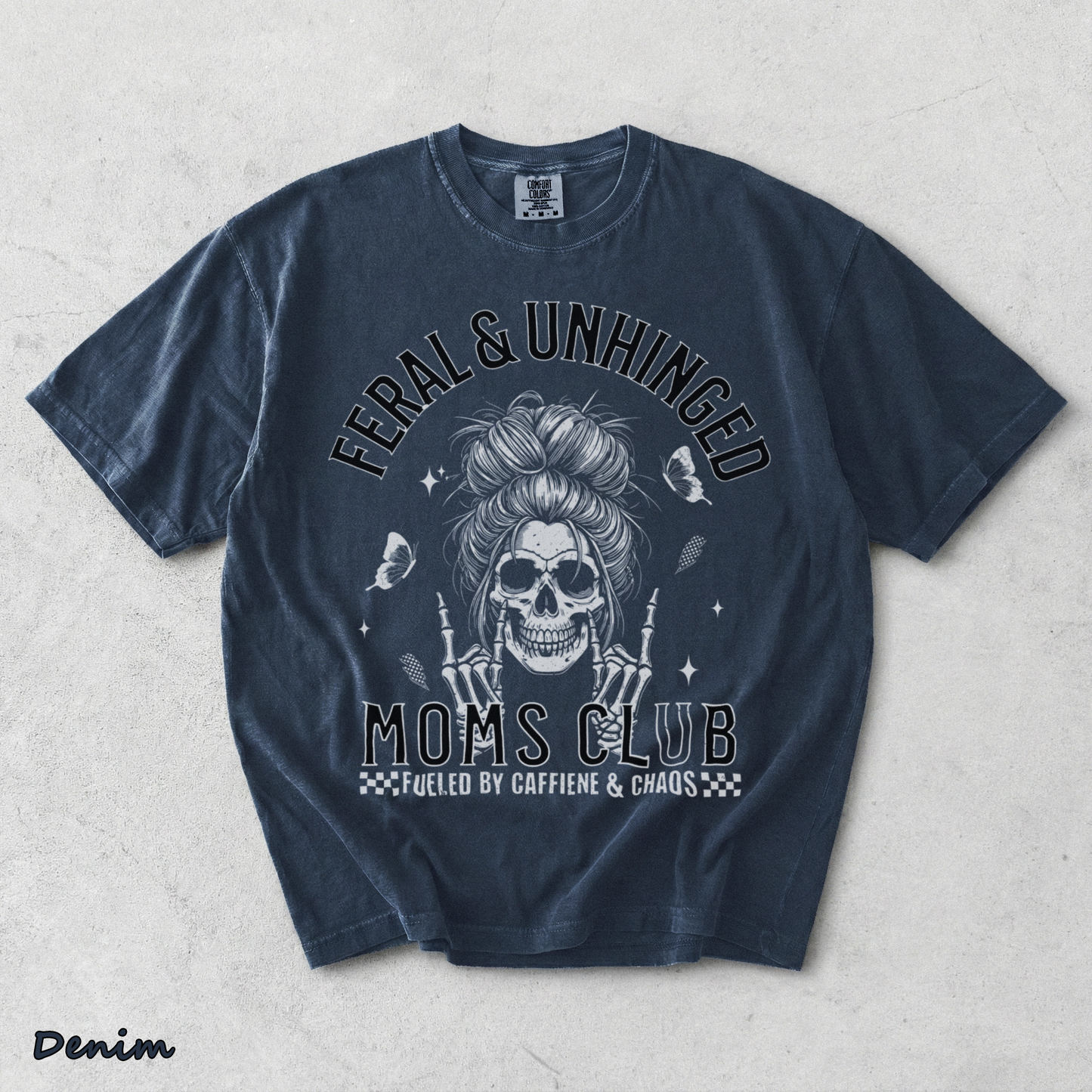 eral and Unhinged Moms Club - Denim mockup
