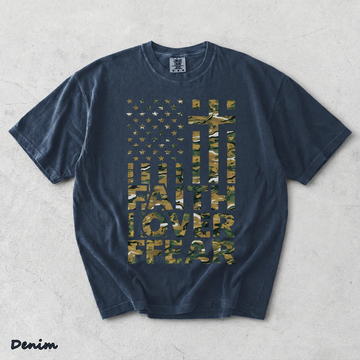Faith Over Fear - Denim mockup