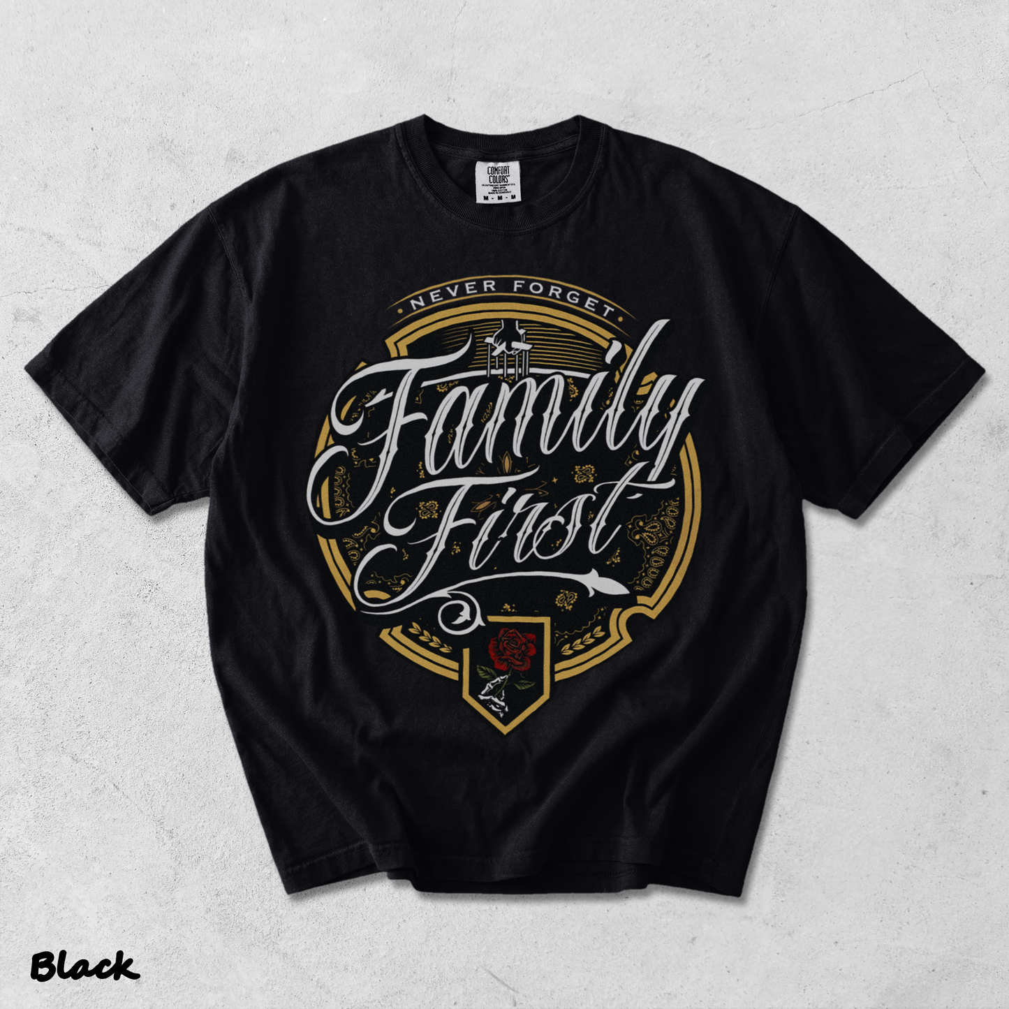 FAMILY FIRST T-shirt - Black mockup