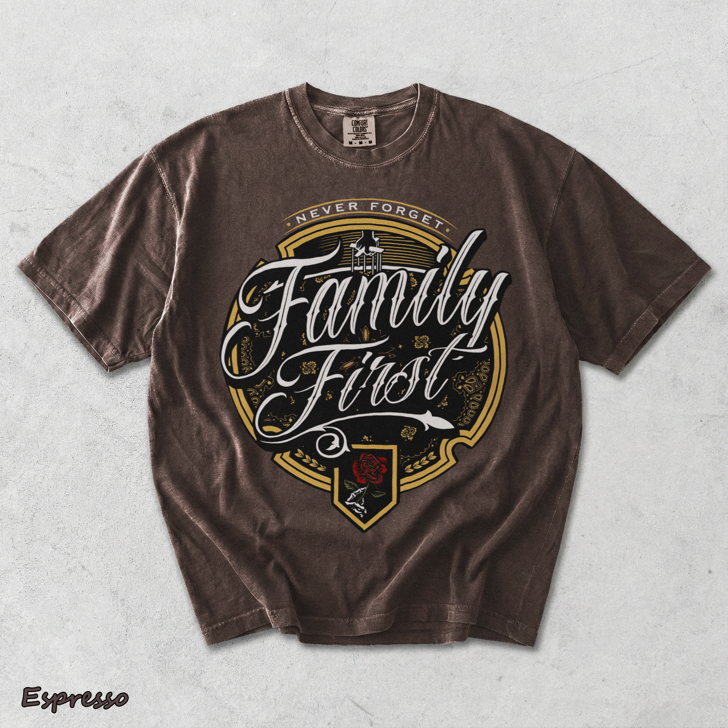 FAMILY FIRST T-shirt - Espresso mockup