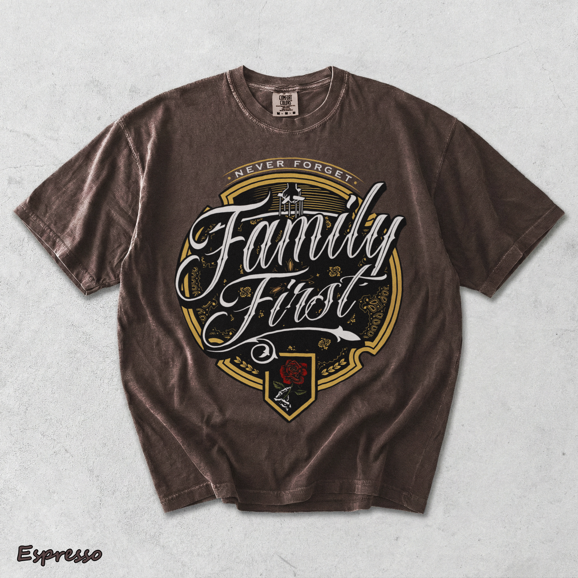 FAMILY FIRST T-shirt - Espresso mockup