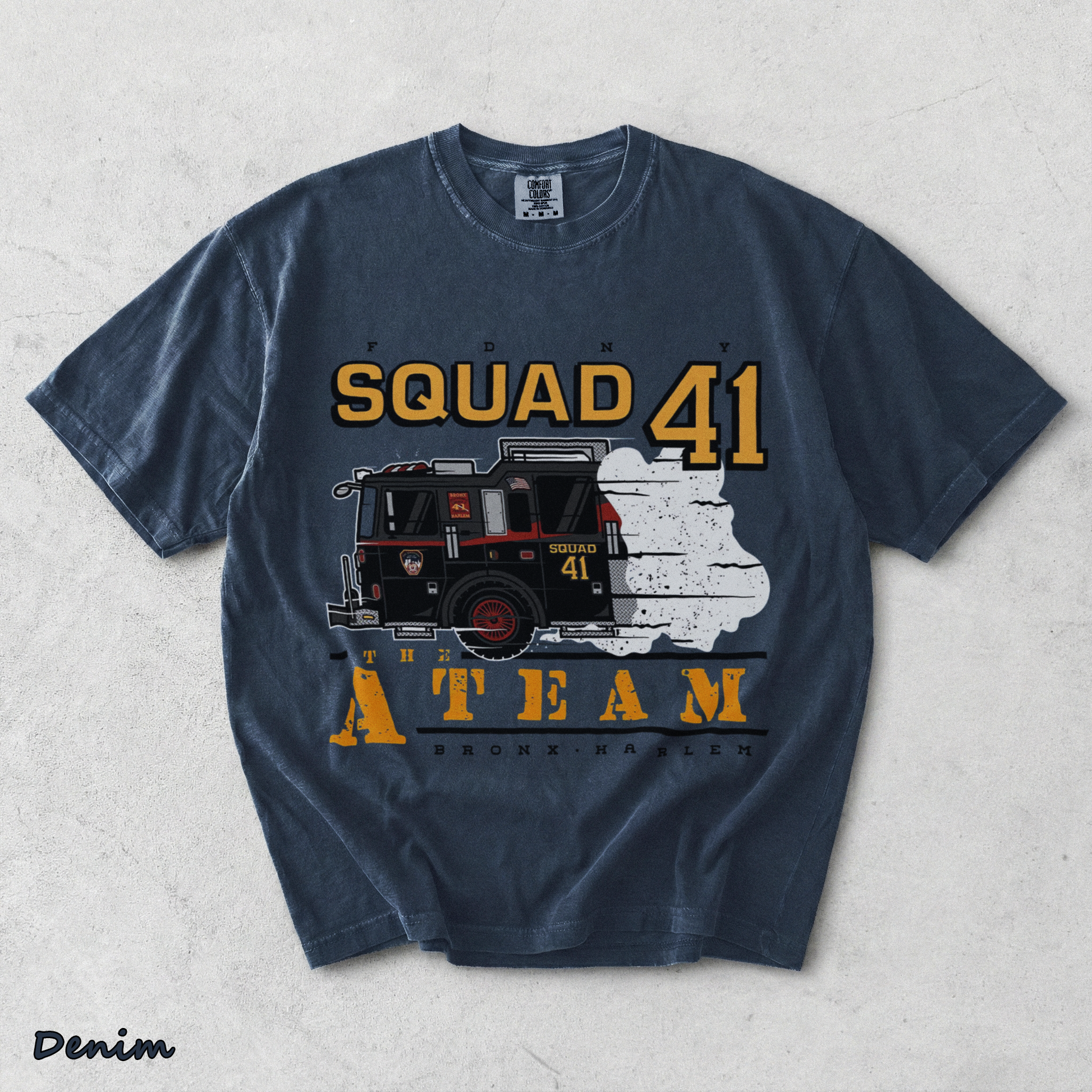 FDNY Squad 41 White - Denim mockup