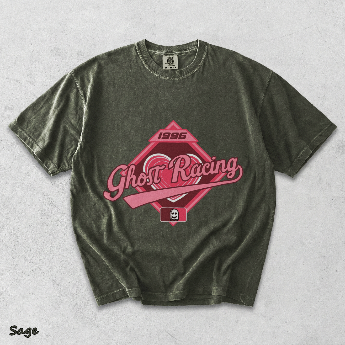 Ghost Racing Heart - Sage mockup
