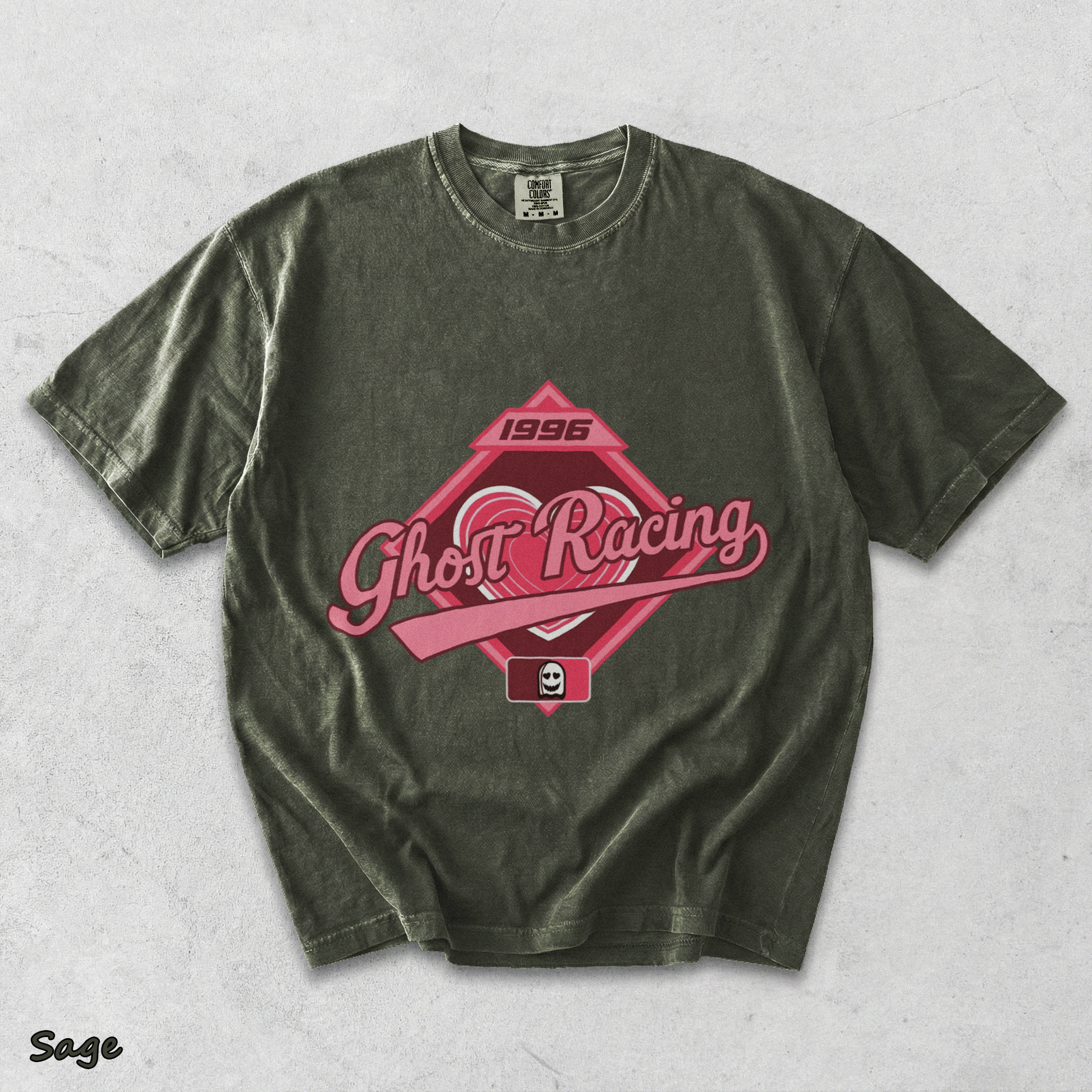 Ghost Racing Heart - Sage mockup