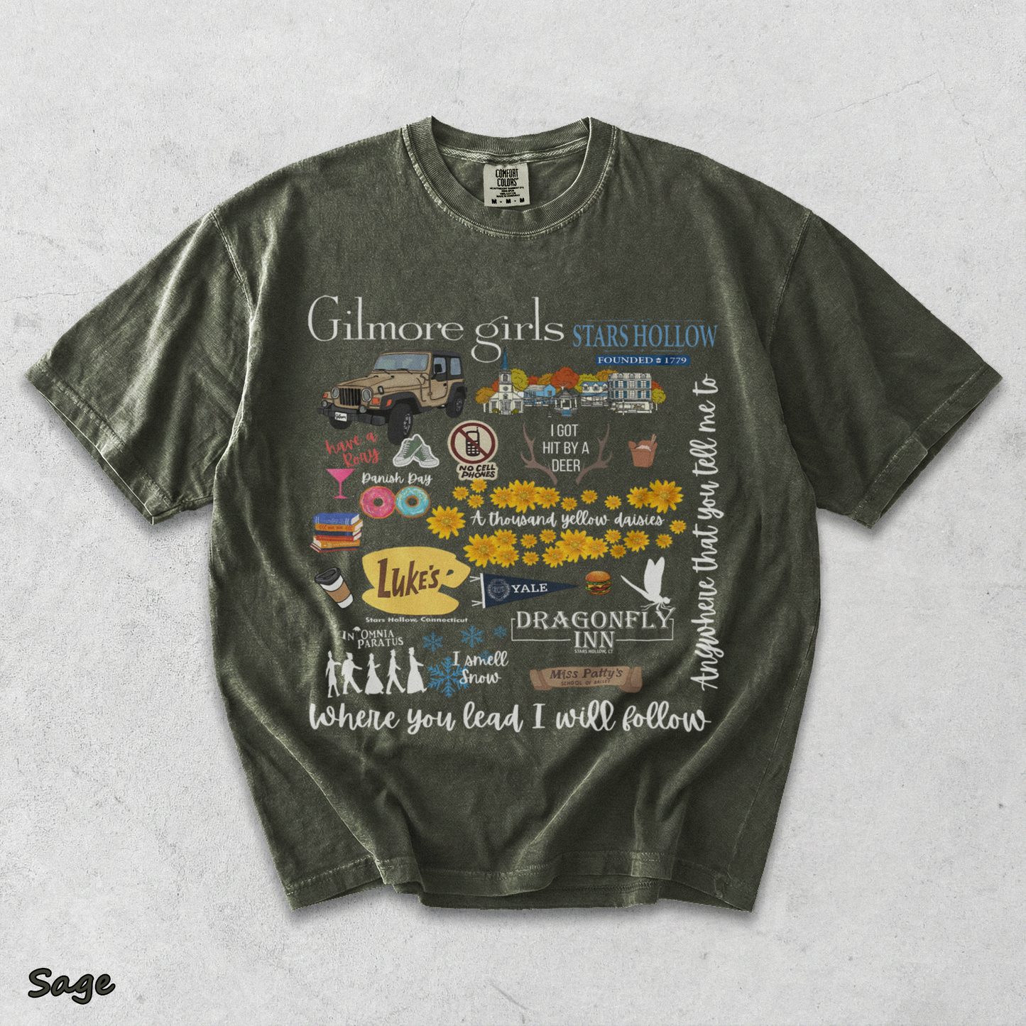 Gilmore girls sweatshirt, Stars Hollow - Sage mockup