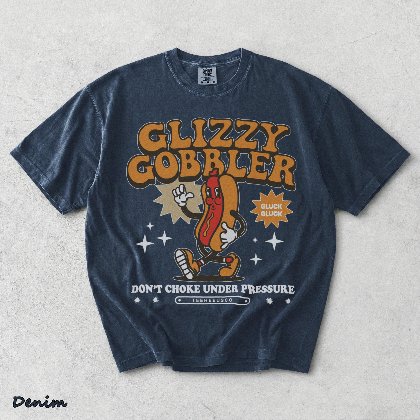 glizzy gobbler Back - Denim mockup