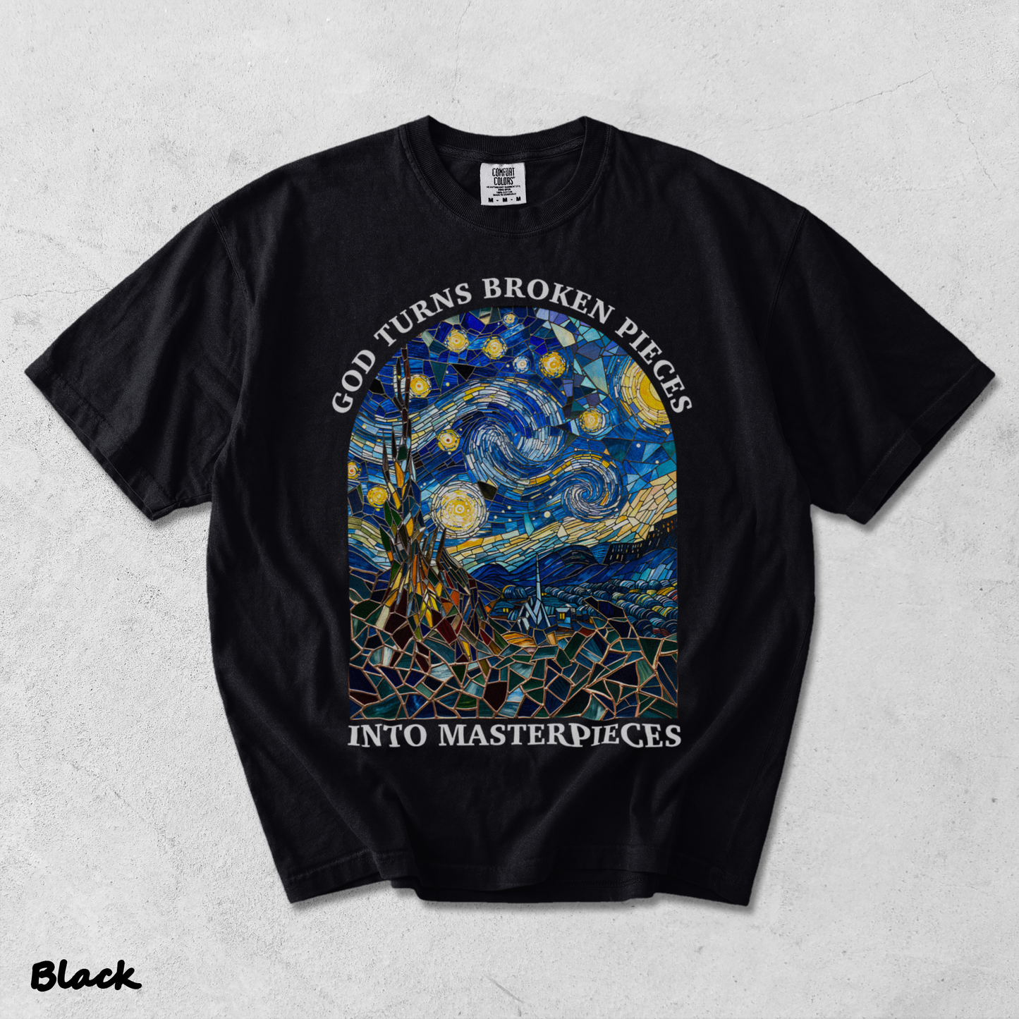 GOD TURNS BROKEN PIECES - Black mockup