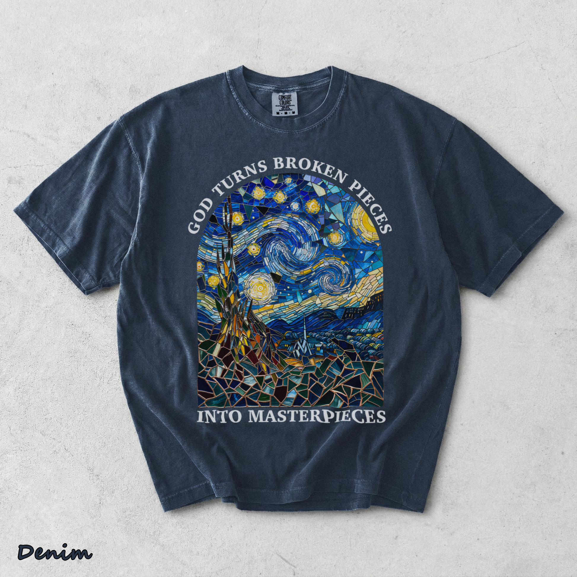 GOD TURNS BROKEN PIECES - Denim mockup