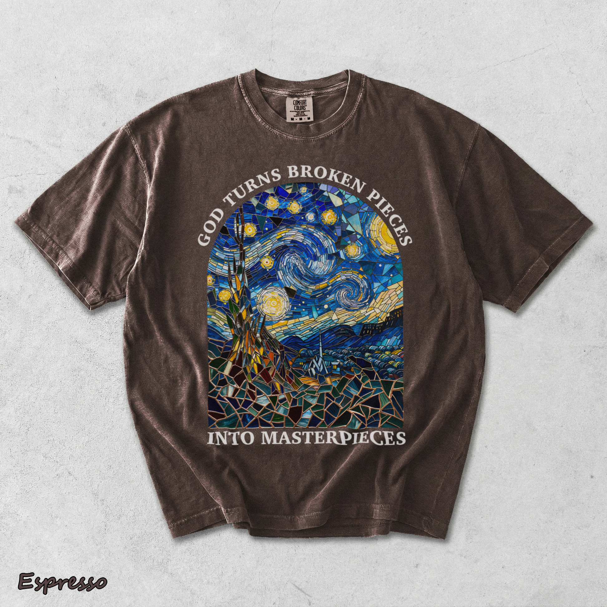 GOD TURNS BROKEN PIECES - Espresso mockup