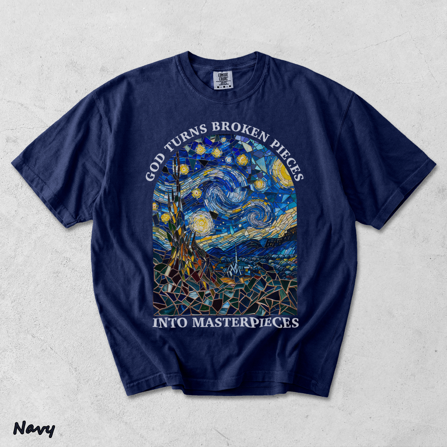 GOD TURNS BROKEN PIECES - True Navy mockup