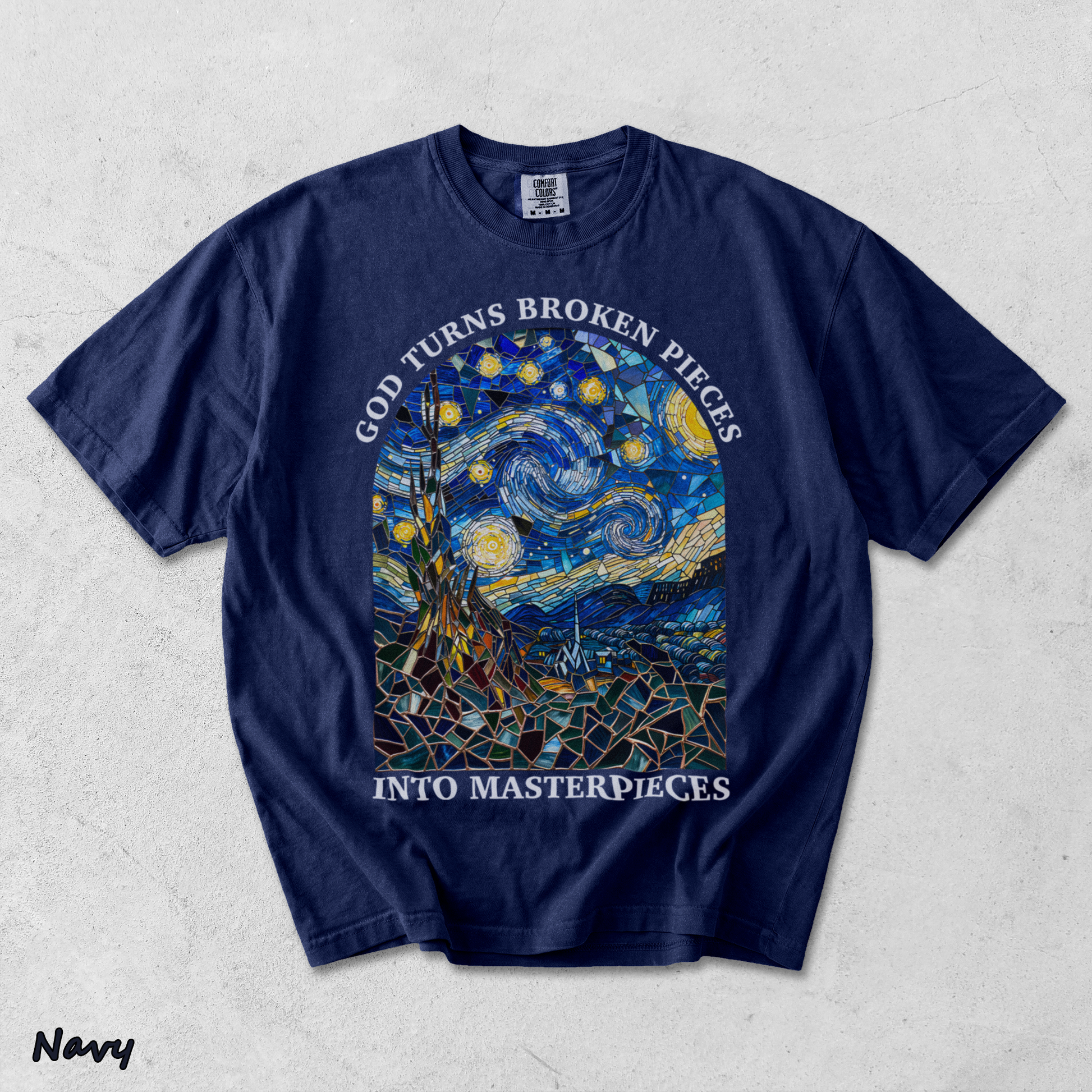 GOD TURNS BROKEN PIECES - True Navy mockup