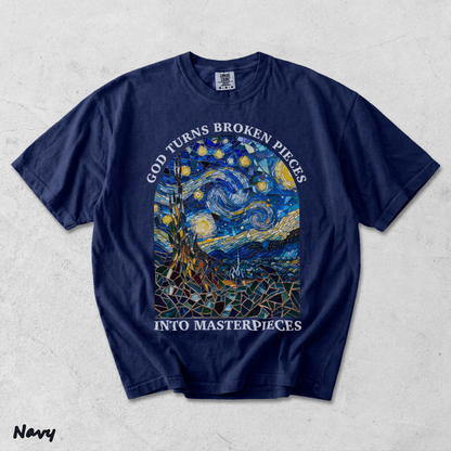 GOD TURNS BROKEN PIECES - True Navy mockup