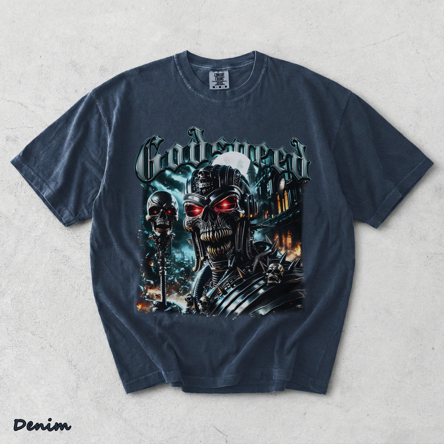 Godspeed Skull Tee - Denim mockup